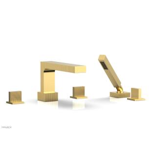 Phylrich 291-48/024 Stria 10 1/4" Three Blade Handle Widespread/Deck Mounted Roman Tub Faucet with Handshower in Satin Gold