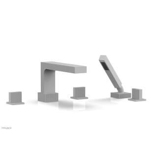 Phylrich 291-48/050 Stria 10 1/4" Three Blade Handle Widespread/Deck Mounted Roman Tub Faucet with Handshower in White