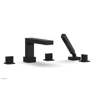 Phylrich 291-48/040 Stria 10 1/4" Three Blade Handle Widespread/Deck Mounted Roman Tub Faucet with Handshower in Black