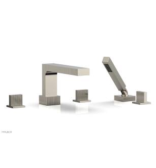 Phylrich 291-48/014 Stria 10 1/4" Three Blade Handle Widespread/Deck Mounted Roman Tub Faucet with Handshower in Polished Nickel