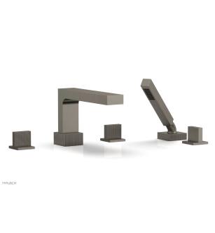 Phylrich 291-48/15A Stria 10 1/4" Three Blade Handle Widespread/Deck Mounted Roman Tub Faucet with Handshower in Pewter