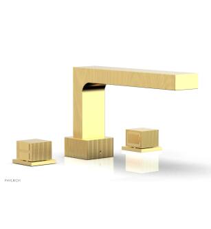Phylrich 291-43/024 Stria 10 1/4" Two Cube Handle Widespread/Deck Mounted Roman Tub Faucet in Satin Gold
