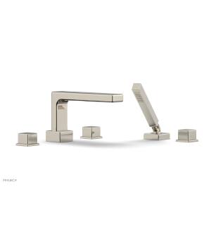 Phylrich 290-51/014 Mix 11" Three Cube Handle Widespread/Deck Mounted Roman Tub Faucet with Handshower in Polished Nickel