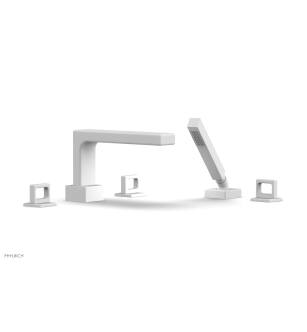 Phylrich 290-50/050 Mix 11" Three Ring Handle Widespread/Deck Mounted Roman Tub Faucet with Handshower in White