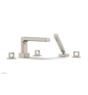 Phylrich 290-50/014 Mix 11" Three Ring Handle Widespread/Deck Mounted Roman Tub Faucet with Handshower in Polished Nickel