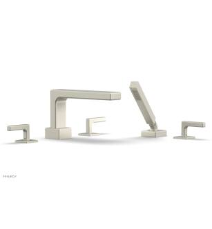 Phylrich 290-49/15B Mix 11" Three Lever Handle Widespread/Deck Mounted Roman Tub Faucet with Handshower in Brushed Nickel