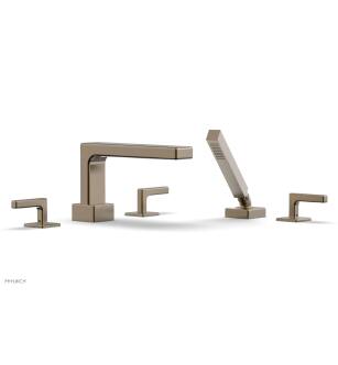 Phylrich 290-49/047 Mix 11" Three Lever Handle Widespread/Deck Mounted Roman Tub Faucet with Handshower in Brass/Antique Brass