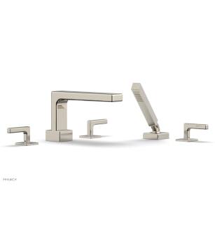 Phylrich 290-49/014 Mix 11" Three Lever Handle Widespread/Deck Mounted Roman Tub Faucet with Handshower in Polished Nickel