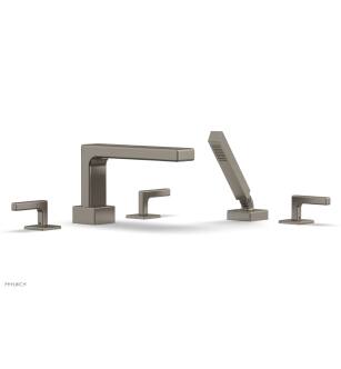Phylrich 290-49/15A Mix 11" Three Lever Handle Widespread/Deck Mounted Roman Tub Faucet with Handshower in Pewter
