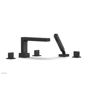 Phylrich 290-48/040 Mix 10 1/4" Three Blade Handle Widespread/Deck Mounted Roman Tub Faucet with Handshower in Black