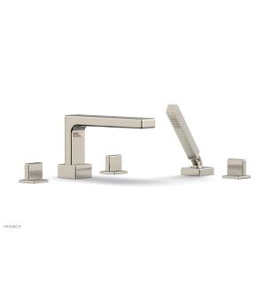 Phylrich 290-48/014 Mix 10 1/4" Three Blade Handle Widespread/Deck Mounted Roman Tub Faucet with Handshower in Polished Nickel