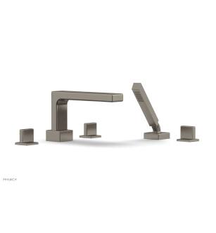 Phylrich 290-48/15A Mix 10 1/4" Three Blade Handle Widespread/Deck Mounted Roman Tub Faucet with Handshower in Pewter