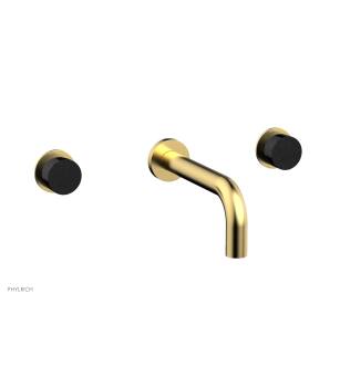 Phylrich 230-58/024 Basic II 8" Two Marble Handle Widespread/Wall Mount Roman Tub Faucet in Satin Gold