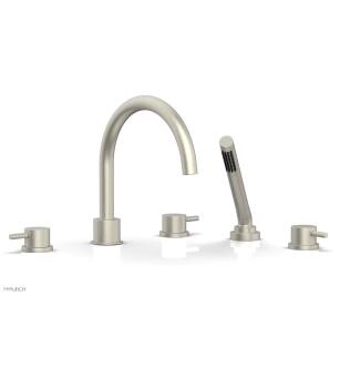 Phylrich 230-51/15B Basic II 9" Three Lever Handle Widespread/Deck Mounted Roman Tub Faucet with Handshower in Brushed Nickel