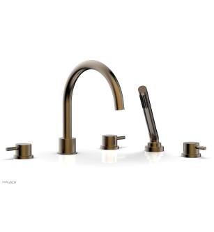 Phylrich 230-51/047 Basic II 9" Three Lever Handle Widespread/Deck Mounted Roman Tub Faucet with Handshower in Brass/Antique Brass