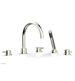 Phylrich 230-51/015 Basic II 9" Three Lever Handle Widespread/Deck Mounted Roman Tub Faucet with Handshower in Satin Nickel