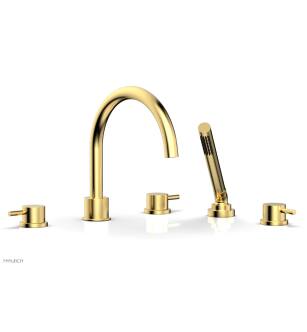 Phylrich 230-51/024 Basic II 9" Three Lever Handle Widespread/Deck Mounted Roman Tub Faucet with Handshower in Satin Gold