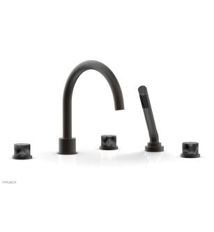 Phylrich 230-50/10B Basic II 9" Three Marble Handle Widespread/Deck Mounted Roman Tub Faucet with Handshower in Distressed Bronze/Oil Rubbed Bronze