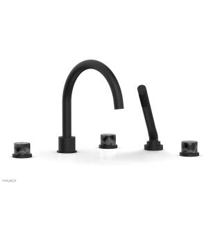 Phylrich 230-50/040 Basic II 9" Three Marble Handle Widespread/Deck Mounted Roman Tub Faucet with Handshower in Black