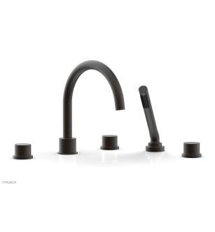 Phylrich 230-49/10B Basic II 9" Three Smooth Handle Widespread/Deck Mounted Roman Tub Faucet with Handshower in Distressed Bronze/Oil Rubbed Bronze