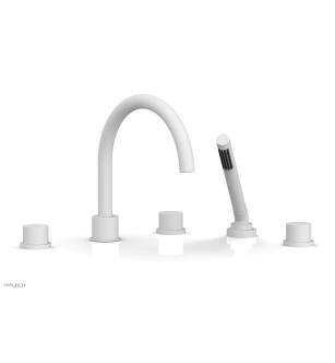 Phylrich 230-49/050 Basic II 9" Three Smooth Handle Widespread/Deck Mounted Roman Tub Faucet with Handshower in White