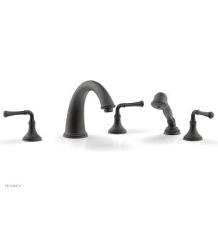 Phylrich 208-48/10B Coined 9" Three Lever Handle Widespread/Deck Mounted Roman Tub Faucet with Handshower in Distressed Bronze/Oil Rubbed Bronze