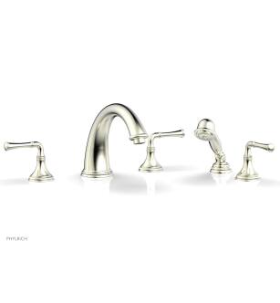 Phylrich 208-48/015 Coined 9" Three Lever Handle Widespread/Deck Mounted Roman Tub Faucet with Handshower in Satin Nickel