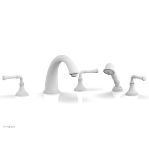 Phylrich 208-48/050 Coined 9" Three Lever Handle Widespread/Deck Mounted Roman Tub Faucet with Handshower in White