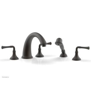 Phylrich 207-48/10B Beaded 9" Three Lever Handle Widespread/Deck Mounted Roman Tub Faucet with Handshower in Distressed Bronze/Oil Rubbed Bronze