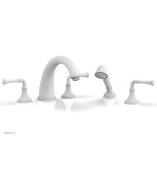 Phylrich 207-48/050 Beaded 9" Three Lever Handle Widespread/Deck Mounted Roman Tub Faucet with Handshower in White