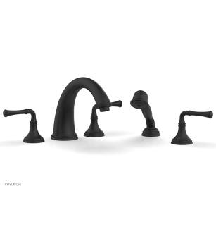 Phylrich 207-48/040 Beaded 9" Three Lever Handle Widespread/Deck Mounted Roman Tub Faucet with Handshower in Black