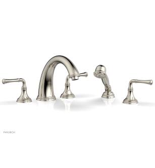 Phylrich 207-48/014 Beaded 9" Three Lever Handle Widespread/Deck Mounted Roman Tub Faucet with Handshower in Polished Nickel