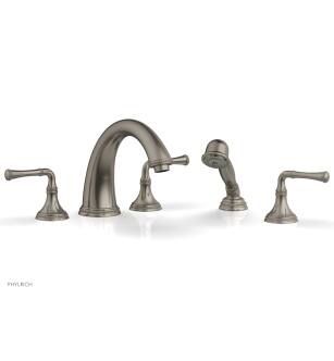 Phylrich 207-48/15A Beaded 9" Three Lever Handle Widespread/Deck Mounted Roman Tub Faucet with Handshower in Pewter