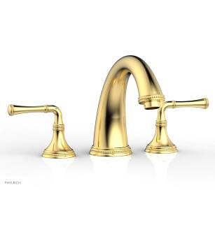 Phylrich 207-40/024 Beaded 9" Two Lever Handle Widespread/Deck Mounted Roman Tub Faucet in Satin Gold