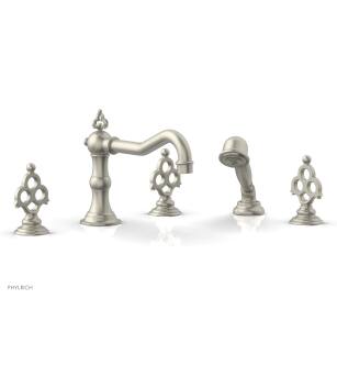Phylrich 164-48/15B Maison 8 5/8" Three Blade Handle Widespread/Deck Mounted Roman Tub Faucet with Handshower in Brushed Nickel