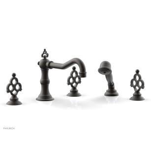 Phylrich 164-48/10B Maison 8 5/8" Three Blade Handle Widespread/Deck Mounted Roman Tub Faucet with Handshower in Distressed Bronze/Oil Rubbed Bronze