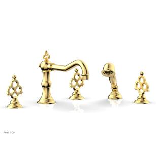 Phylrich 164-48/024 Maison 8 5/8" Three Blade Handle Widespread/Deck Mounted Roman Tub Faucet with Handshower in Gold