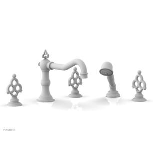 Phylrich 164-48/050 Maison 8 5/8" Three Blade Handle Widespread/Deck Mounted Roman Tub Faucet with Handshower in White