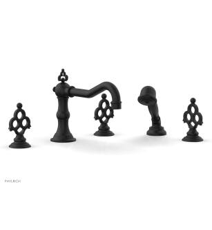 Phylrich 164-48/040 Maison 8 5/8" Three Blade Handle Widespread/Deck Mounted Roman Tub Faucet with Handshower in Black