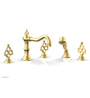 Phylrich 164-48/24B Maison 8 5/8" Three Blade Handle Widespread/Deck Mounted Roman Tub Faucet with Handshower in Gold