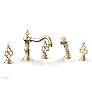 Phylrich 164-48/004 Maison 8 5/8" Three Blade Handle Widespread/Deck Mounted Roman Tub Faucet with Handshower in Satin Brass