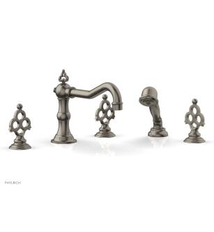 Phylrich 164-48/15A Maison 8 5/8" Three Blade Handle Widespread/Deck Mounted Roman Tub Faucet with Handshower in Pewter