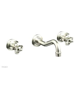 Phylrich 163-56/15B Couronne 9" Two Cross Handle Widespread/Wall Mount Roman Tub Faucet in Brushed Nickel