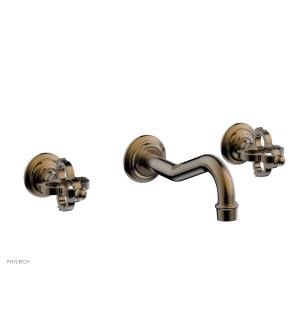 Phylrich 163-56/047 Couronne 9" Two Cross Handle Widespread/Wall Mount Roman Tub Faucet in Brass/Antique Brass