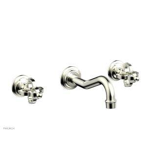 Phylrich 163-56/015 Couronne 9" Two Cross Handle Widespread/Wall Mount Roman Tub Faucet in Satin Nickel