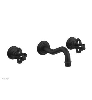 Phylrich 163-56/040 Couronne 9" Two Cross Handle Widespread/Wall Mount Roman Tub Faucet in Black