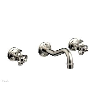 Phylrich 163-56/014 Couronne 9" Two Cross Handle Widespread/Wall Mount Roman Tub Faucet in Polished Nickel