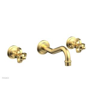 Phylrich 163-56/24B Couronne 9" Two Cross Handle Widespread/Wall Mount Roman Tub Faucet in Burnished Gold