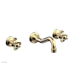 Phylrich 163-56/004 Couronne 9" Two Cross Handle Widespread/Wall Mount Roman Tub Faucet in Satin Brass