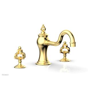 Phylrich 163-40/024 Couronne 9 1/2" Two Cross Handle Widespread/Deck Mounted Roman Tub Faucet in Satin Gold